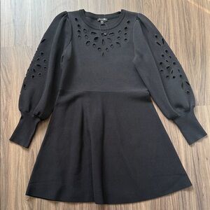 Express Black Cutout Detail Puff-Sleeve Top